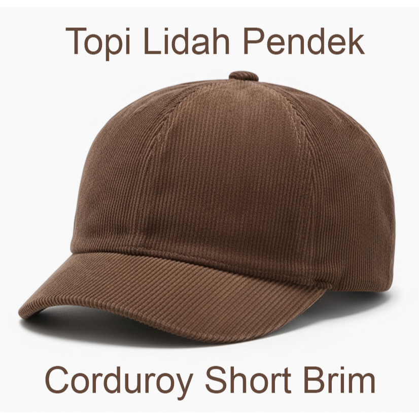 Topi baseball corduroy halus visor pendek  topi korduroy lidah pendek short brim cap