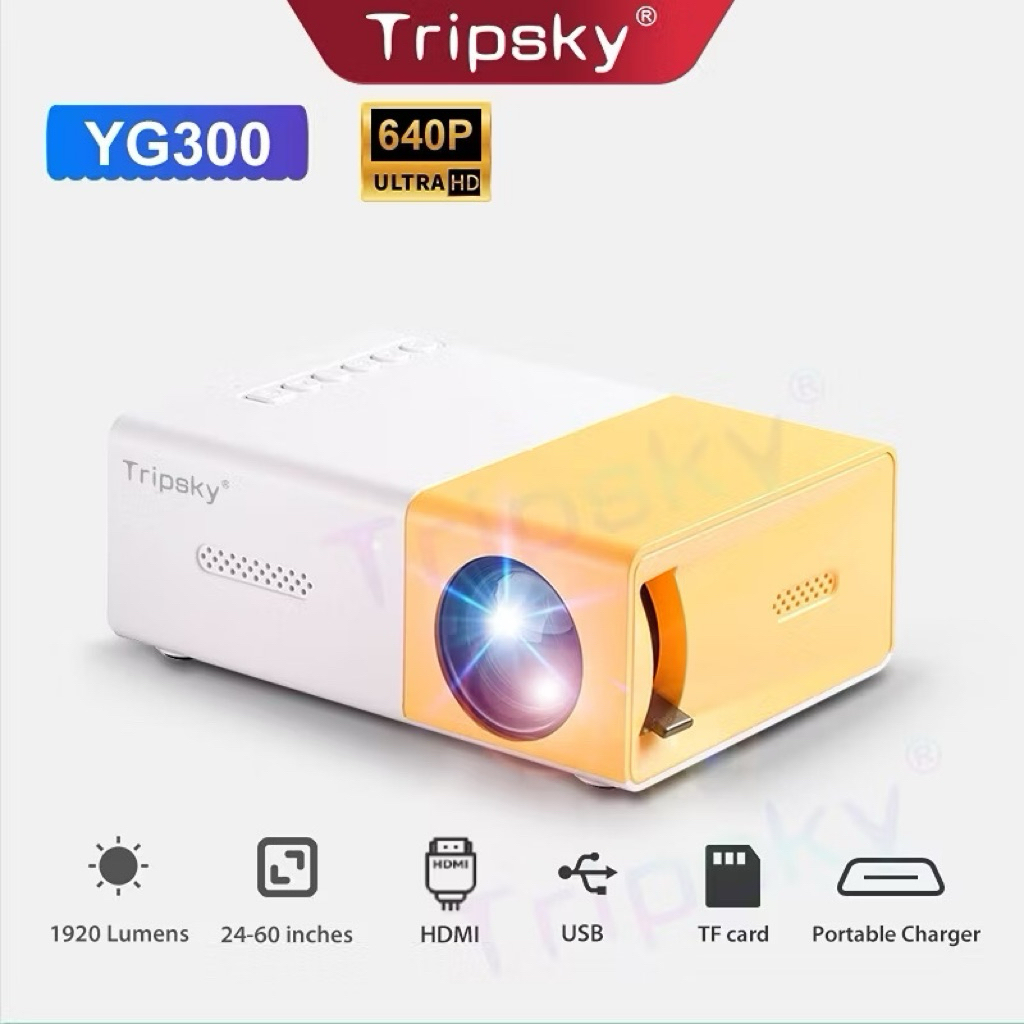 Tripsky YG300 Mini Proyektor Layar Tancap LED Portabel Mini Home Theater