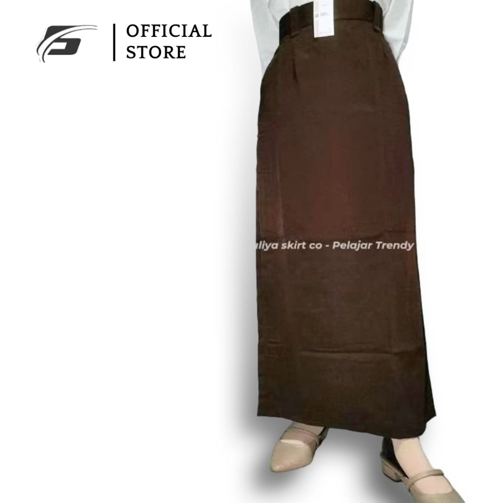 Rok Span Panjang Belah Belakang Wanita – Coklat Pramuka (BB)