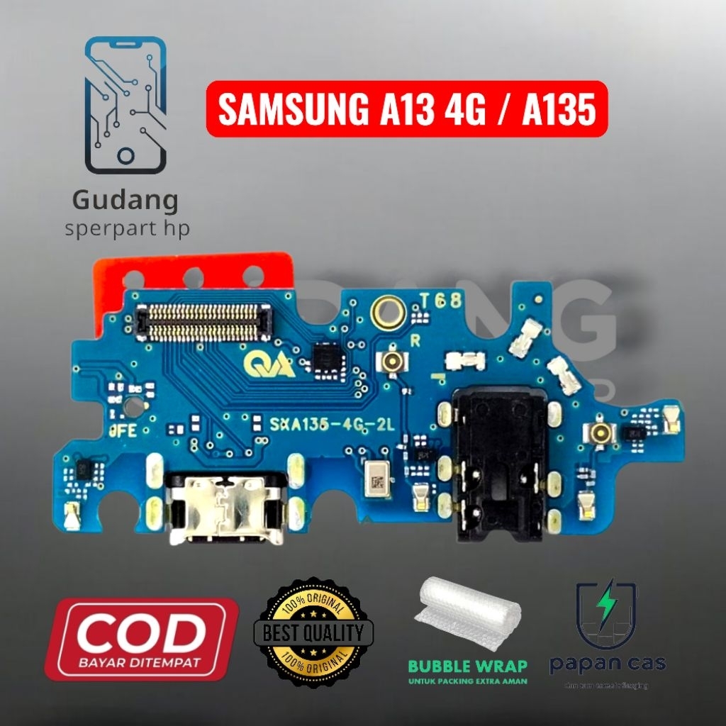 HP SAMSUNG A13 4G / A135 PAPAN KONEKTOR CHARGER CON T/C + CON H/F + MIC / PAPAN CAS ORIGINAL