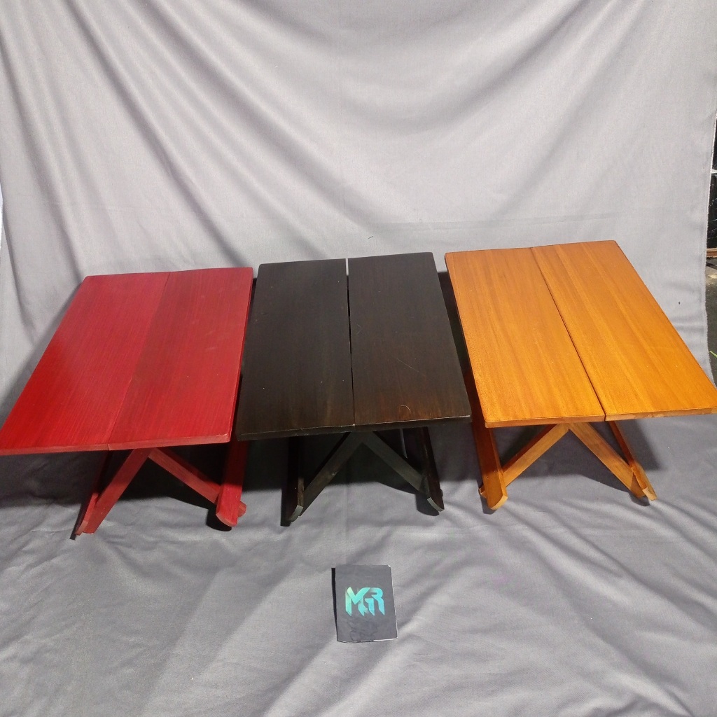 Meja Kayu PLITUR Lipat Portable Serbaguna Handmade untuk Piknik, Belajar, Membaca & Ngaji Al Qur’an,