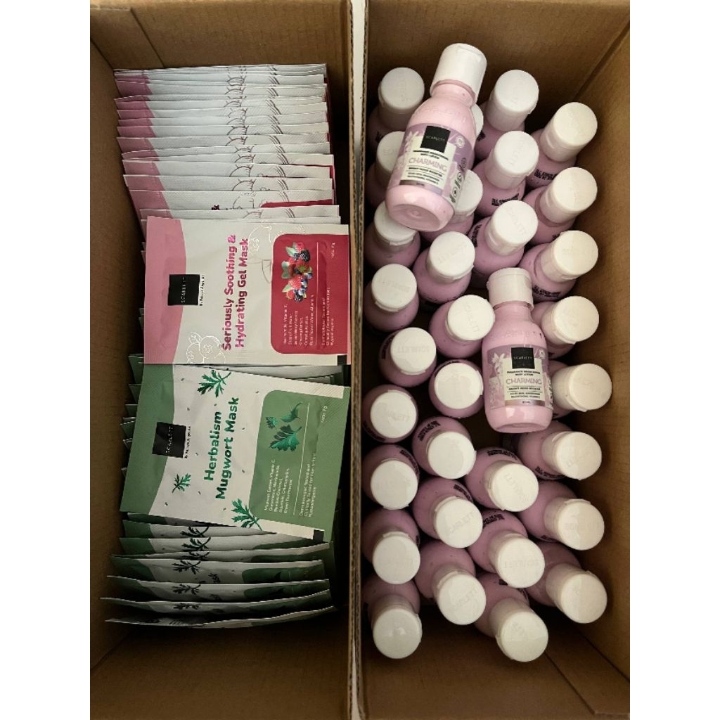 Scarlett Mugwort Mask 7g / Soothing Hydrating Gel Mask 7g / Body Lotion Charming 30ml Mini Size Samp
