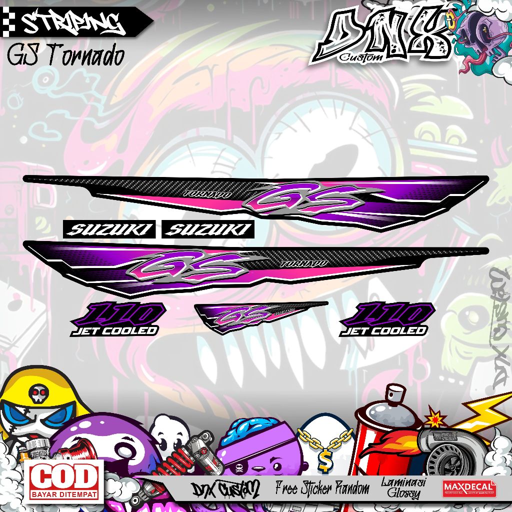 STRIPING STIKER variasi Suzuki GS TORNADO GX TORNADO GS 2 tak GS Two stroke Suzuki 2 tak KD15