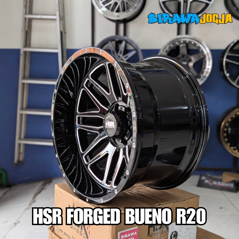 VELG HILUX, RANGER, RAPTOR, NAVARA TRITON RING 20 LEBAR 12 PELEK HSR FORGED BUENO HITAM GLOSSY