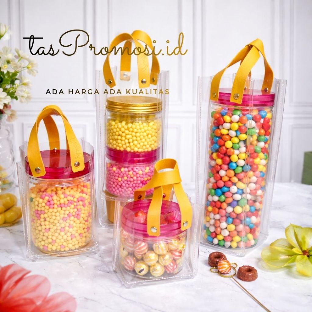 Tas Kue kering PRemium Tas Paper Cup Tas Botol mika bening Tas souvernir Hampers Premium tas MIka