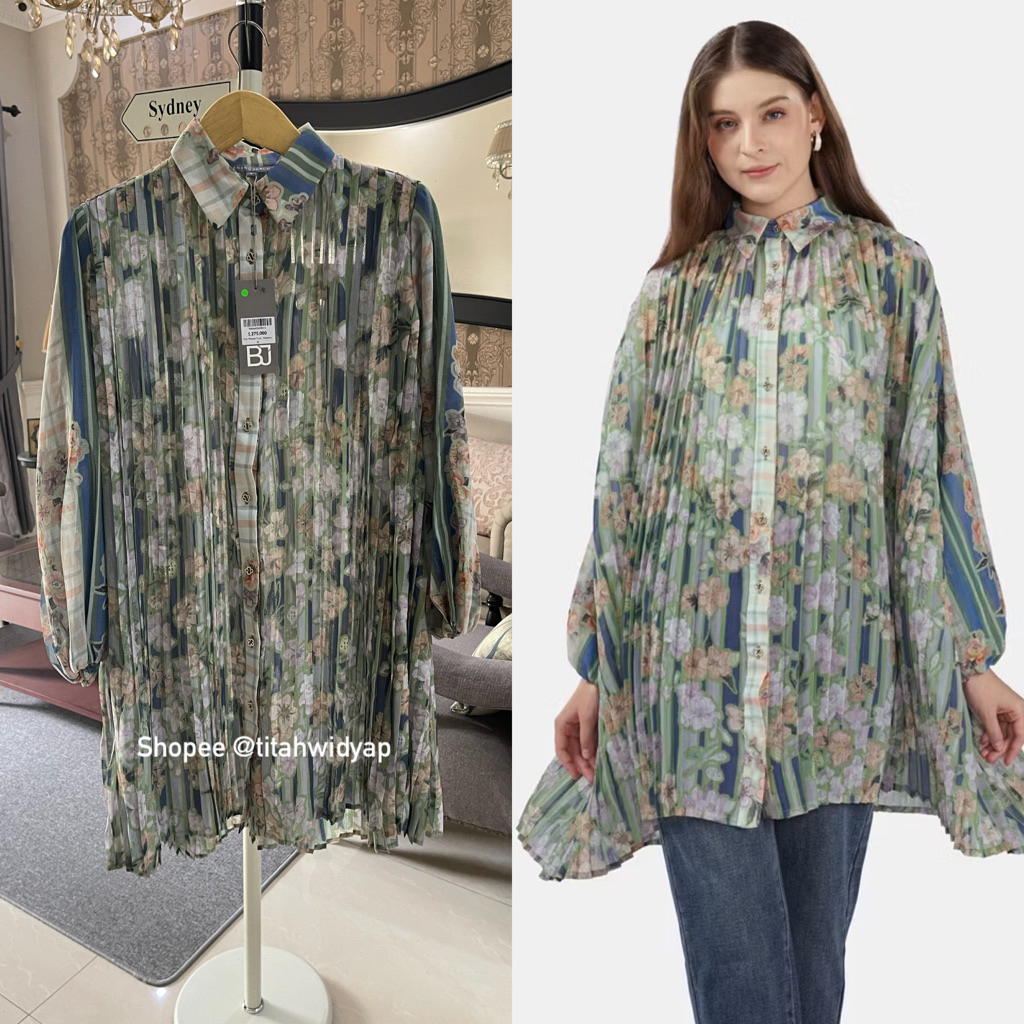 Benang Jarum The Chain La Bella Satin Shirt with Gathers NEW WITH TAG