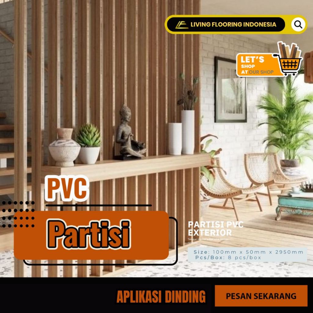 Partisi PVC Pembatas Ruangan Minimalis Modern Lebar 10cm Tinggi 5cm Panjang 290cm Tahan Air Anti Ray