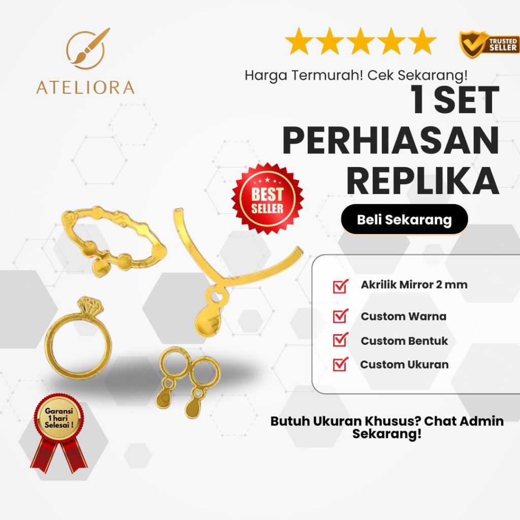 Replika Perhiasan 1set/ Akrilik Emas mahar