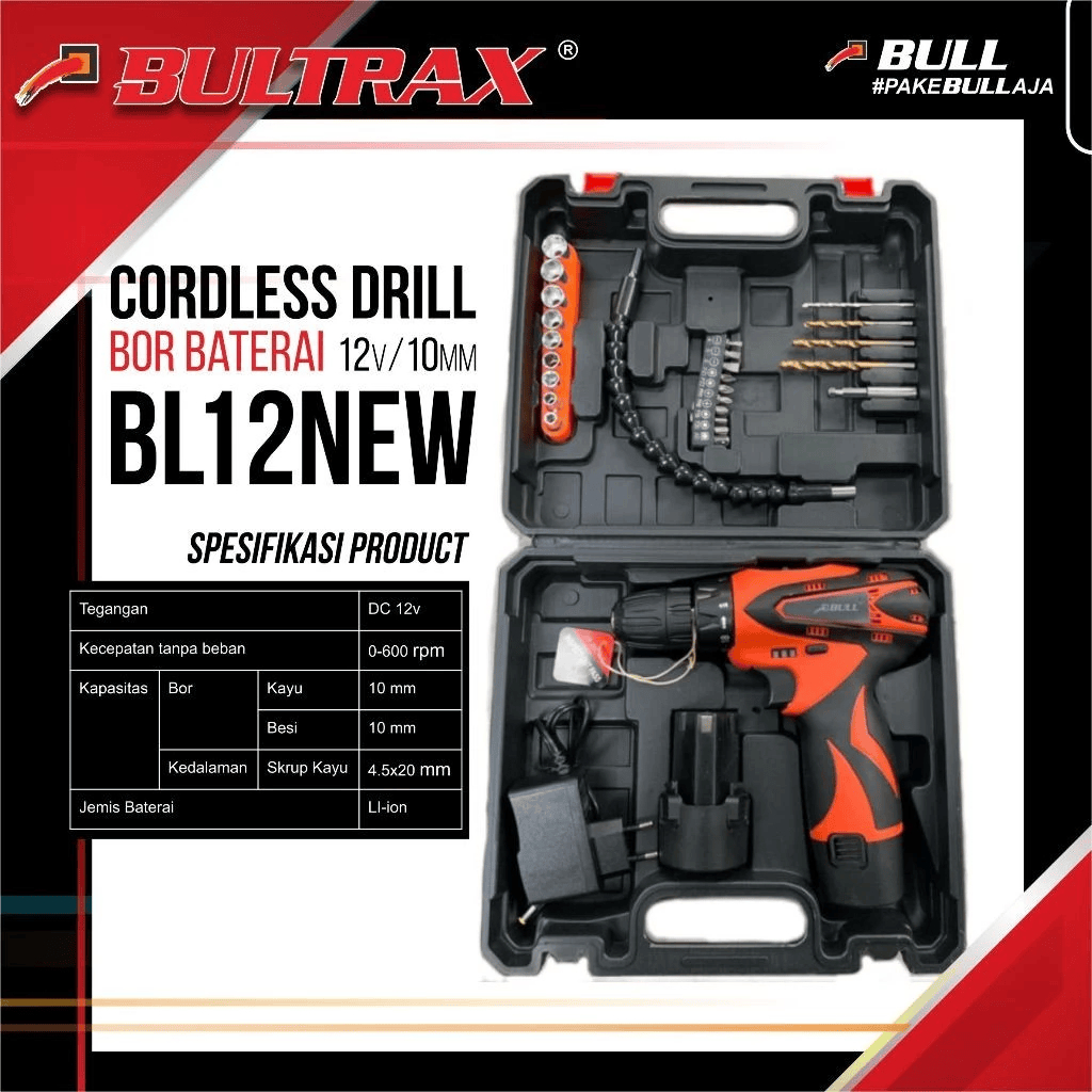 Mesin Bor Baterai 10mm Cordless Drill 12v BL12NEW/Cordless Drill 12V AS-12/Cordless Drill 20V AS-20