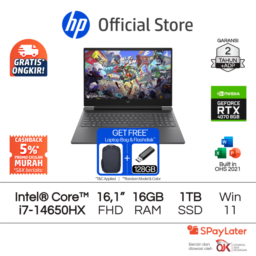 Victus Laptop Gaming HP Intel Core i7 NVIDIA GeForce RTX 4070 16GB RAM 1TB SSD Silver / Blue Free Wi