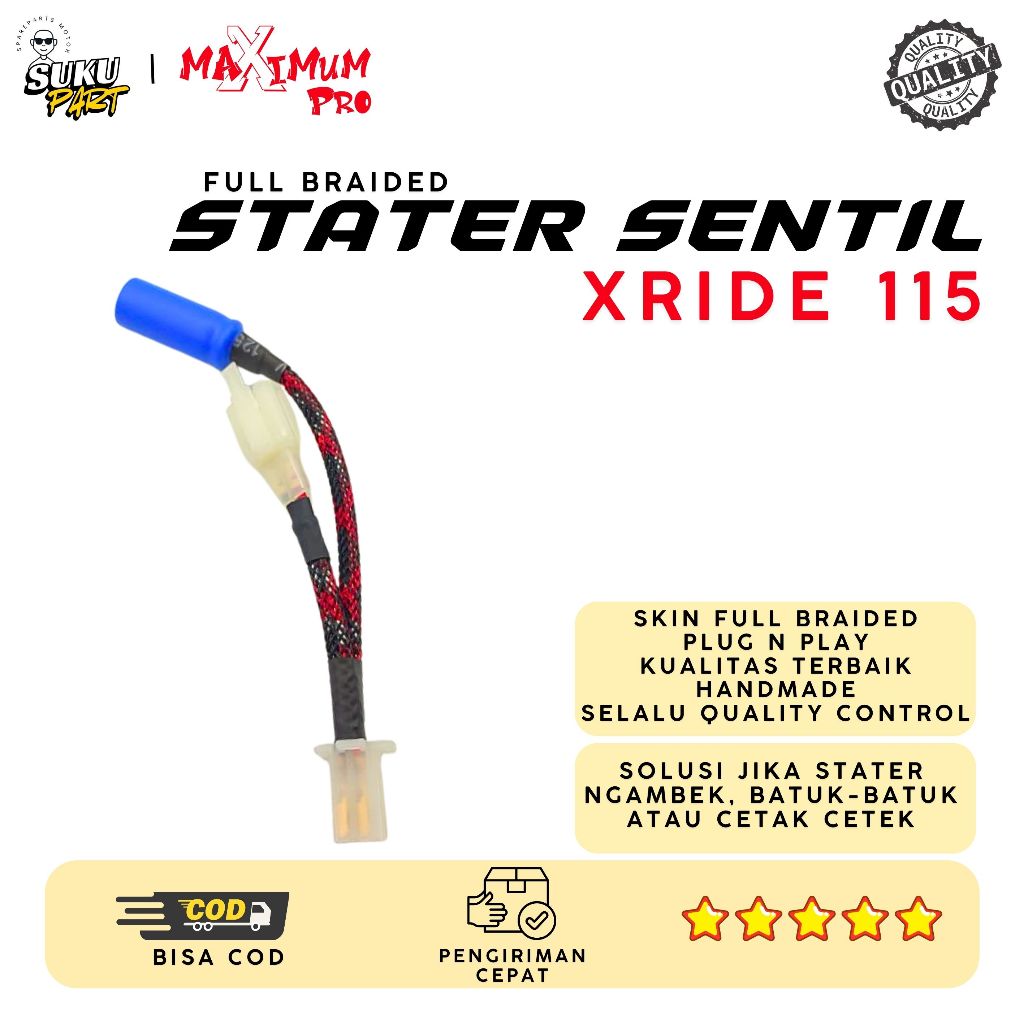 STATER SENTIL XRIDE 115 PENGUAT STARTER MOTOR YAMAHA X-RIDE 115 BRAIDED KABEL PNP