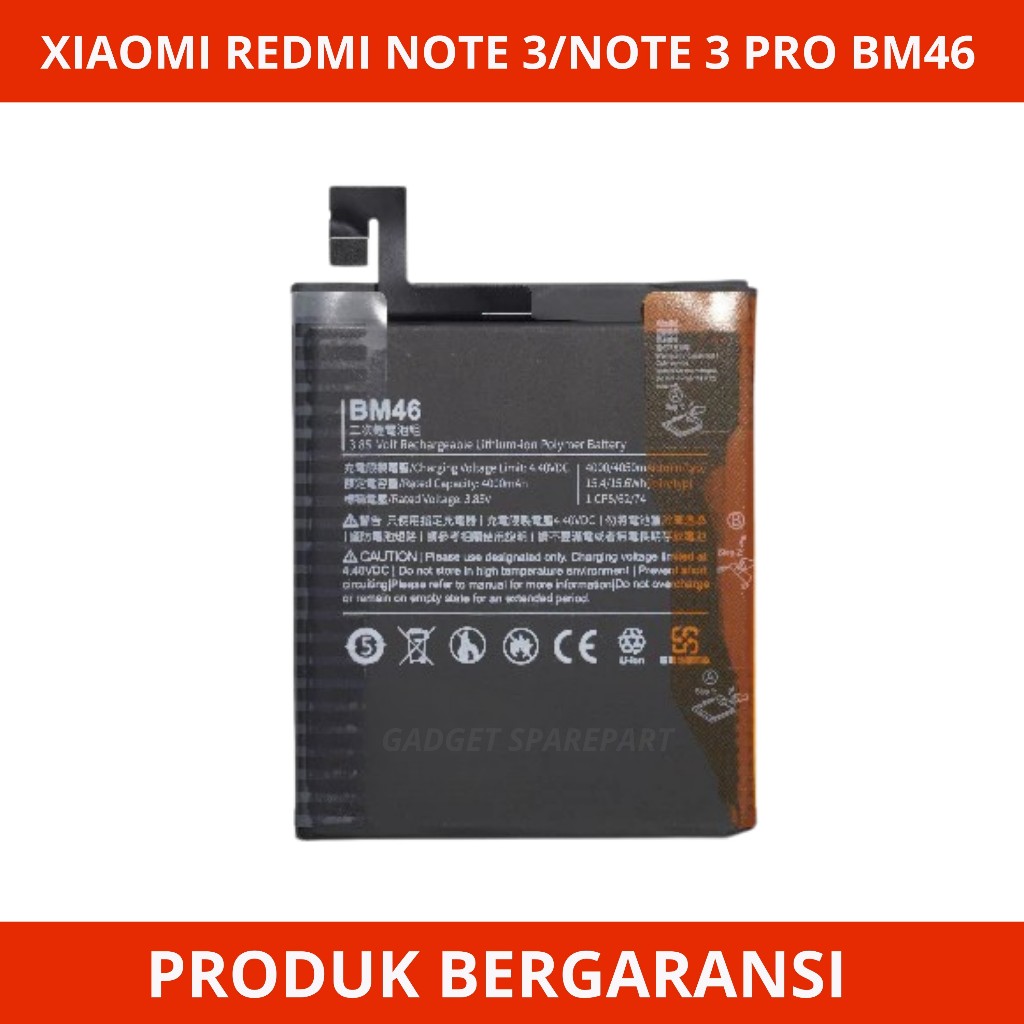 BATERAI XIAOMI REDMI NOTE 3 BM46 / BATERAI XIAOMI REDMI NOTE 3 PRO BM46