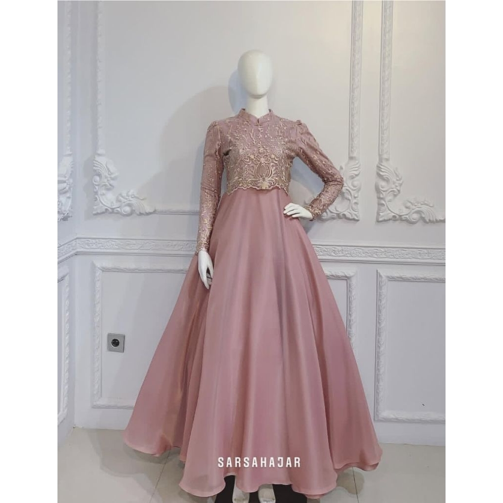 Dress pesta dusty pink size L