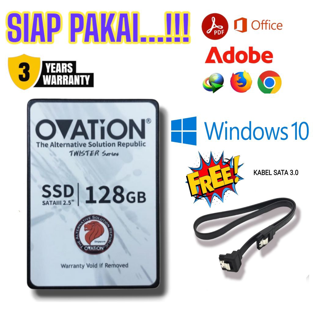 SSD SIAP PAKAI OVATION 128GB/256GB/512GB SUDAH ADA ISI TANPA PERLU INSTAL ULANG