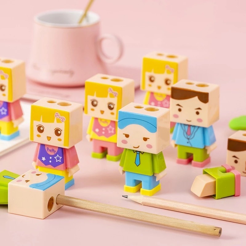 serutan RAUTAN  orotan BONGKAR PASANG LEGO MINECRAFT / DUAL HOLE PENCIL SHARPENER LEGO with ERASER s