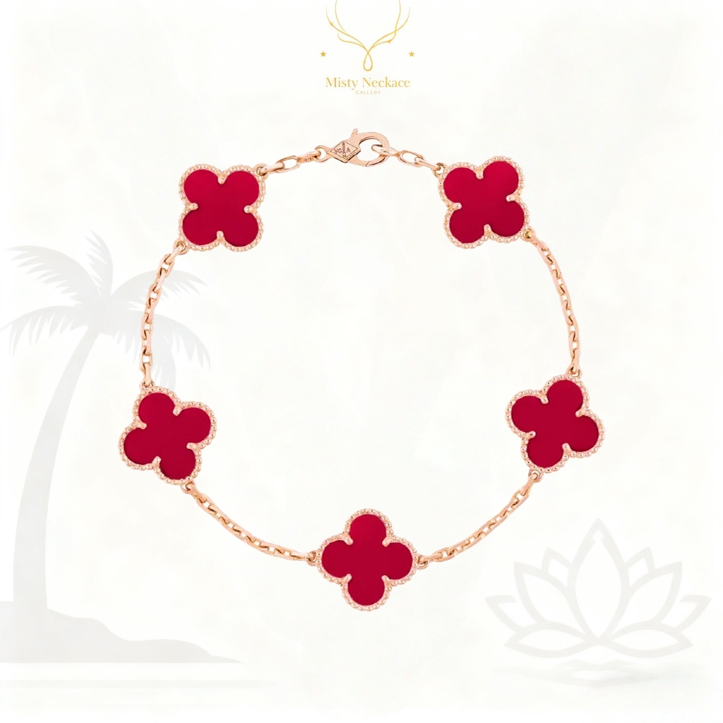 VCA VanCleefArpels Alhambra Gelang 18K Emas Asli 100% ORI Four Leaves Lucky Rose Gold Viral 2025