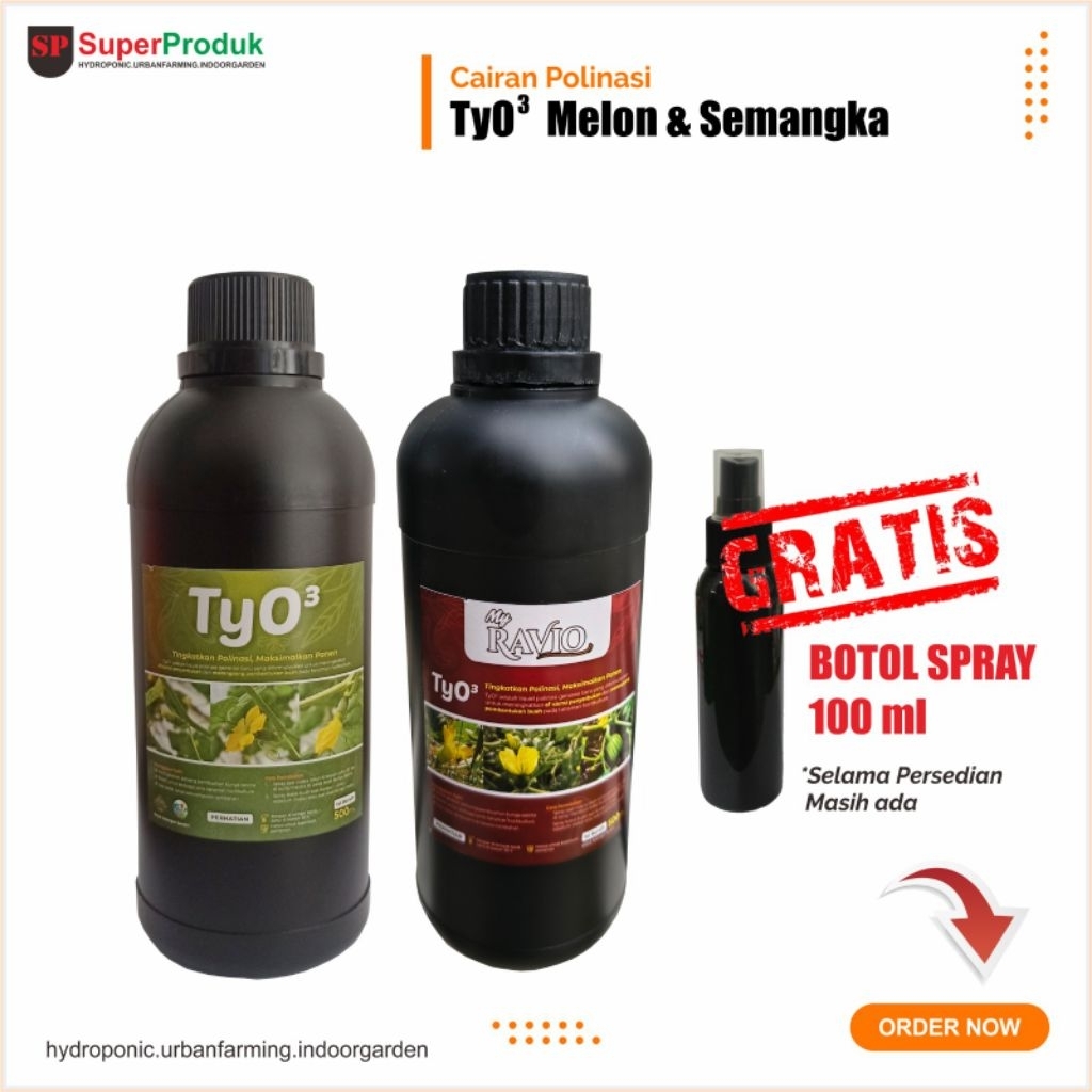 Tyo3 Cairan Polinasi Melon semangka  - suplemen untuk tingkatkan polinasi buah dan meksimalkan panen