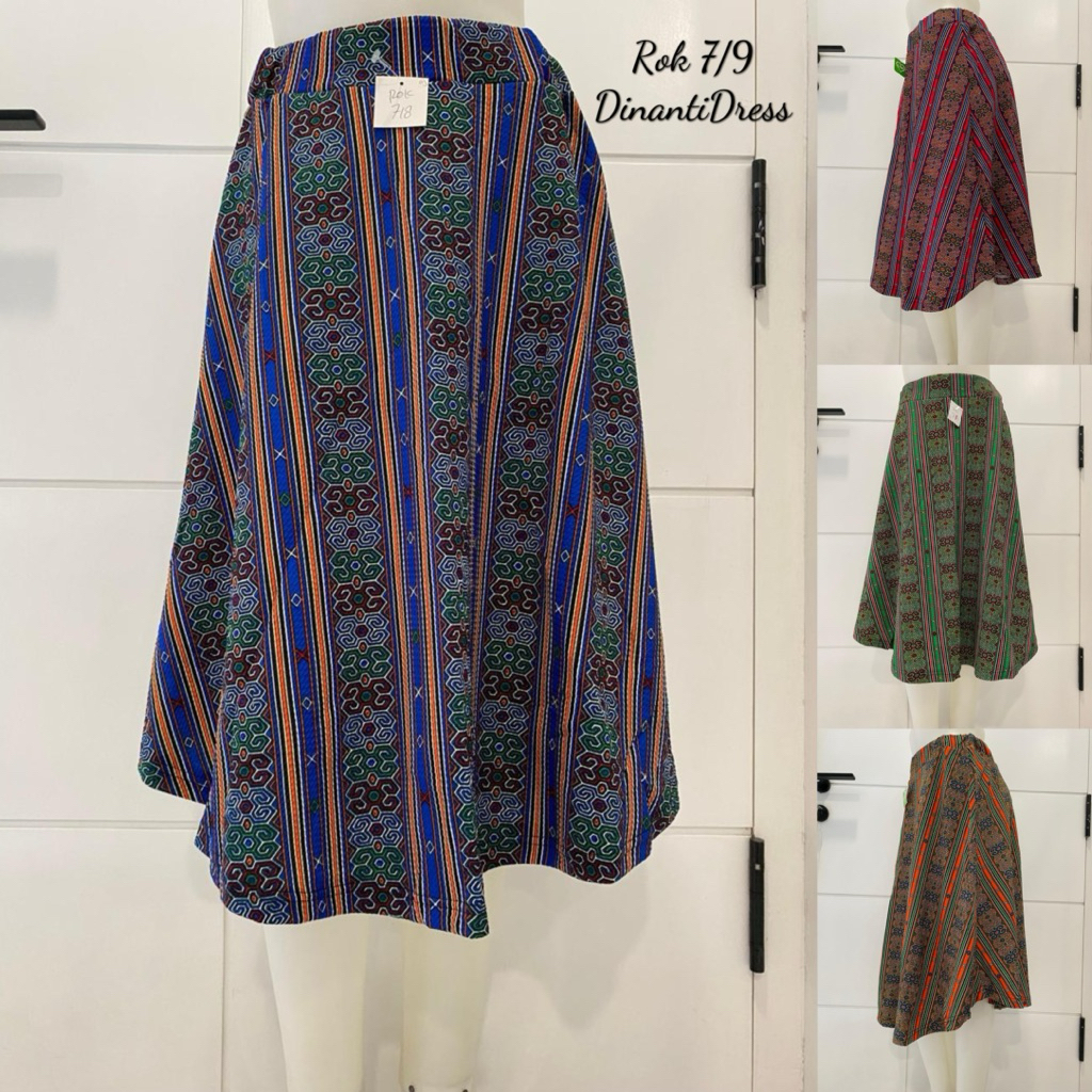 Rok Payung Wanita 7/9 Motif Garis Batik