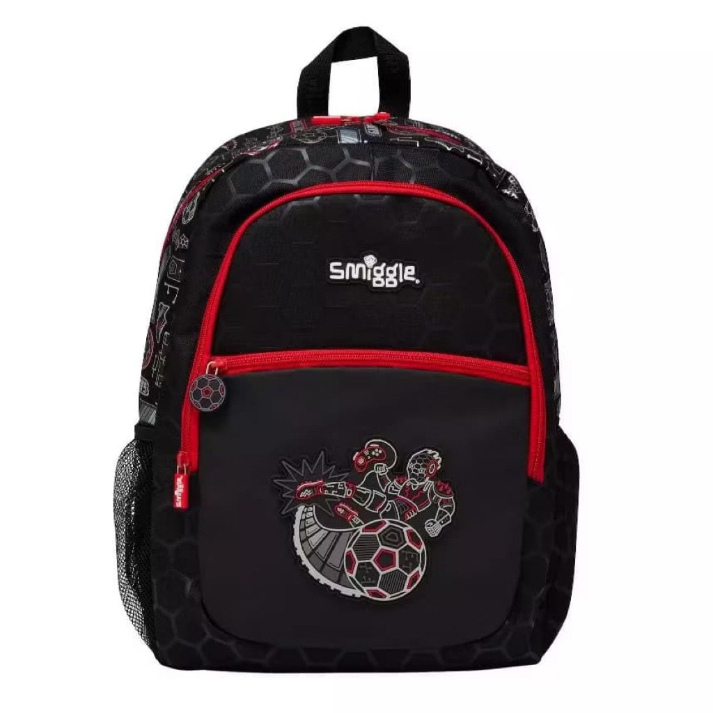 Tas Ransel Sekolah SD Anak Cowok - Motif Soccer Black List Red