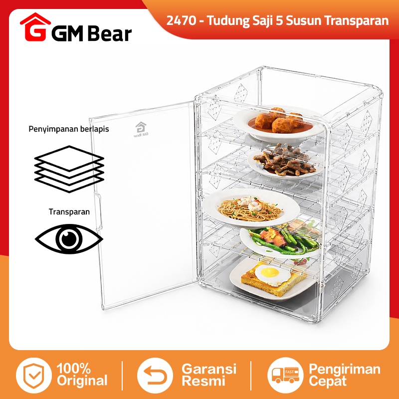 GM Bear Tudung Saji Rak Makanan Akrilik Transparan 5 Susun 2470 - Food Rack Storage Akrilik