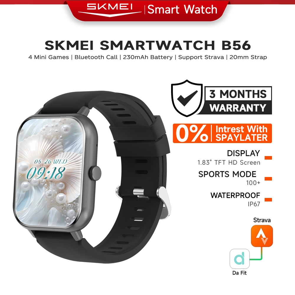 Skmei B56 Smart Watch jam tangan wanita kalkulator Persegi smartwatch sport pria /IP67 Waterproof /1