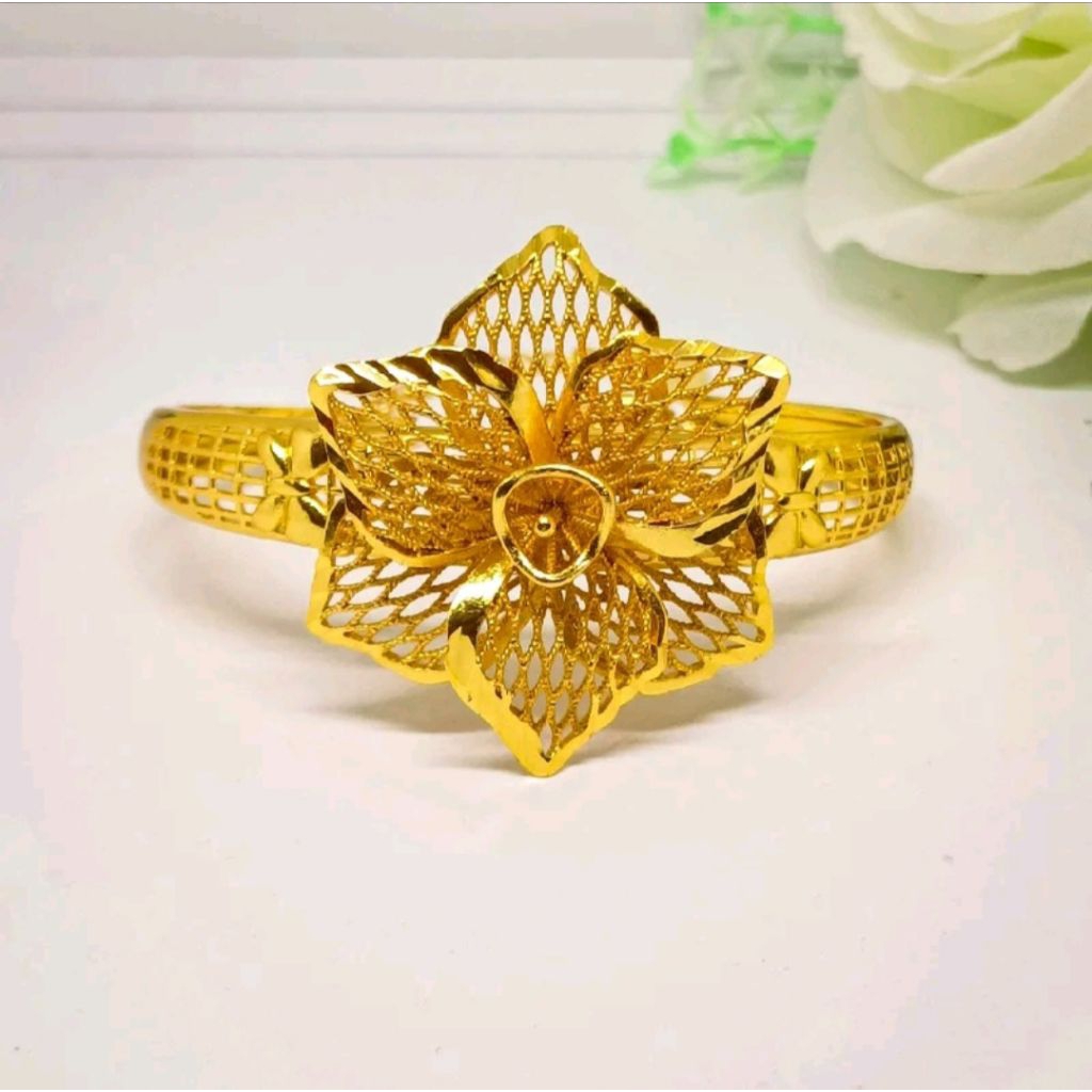 GELANG BANGLE BUNGA KENDARI LAPIS EMAS 24K