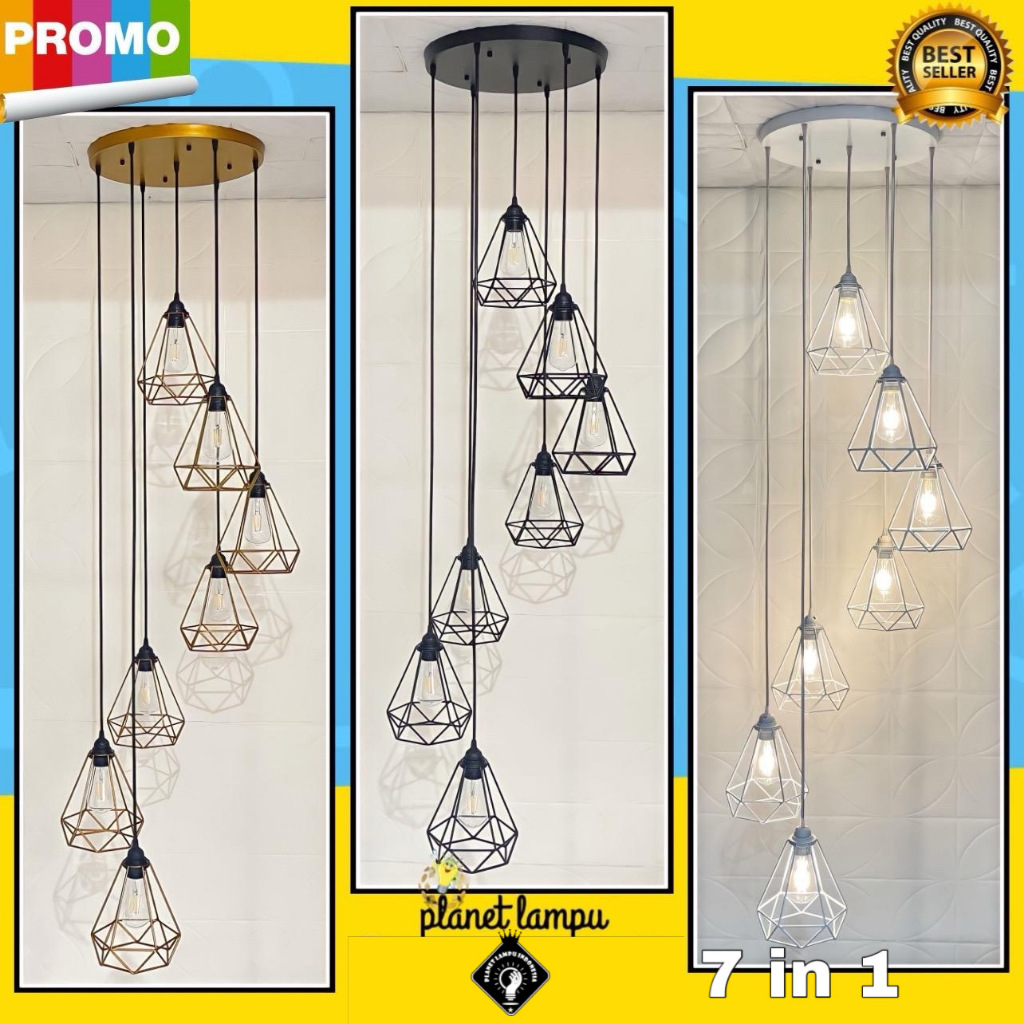 Lampu Gantung Hias Void 7 in 1 Tangga Minimalis Modern bernuansa Vintage dan Klasik Sangat Cocok Unt