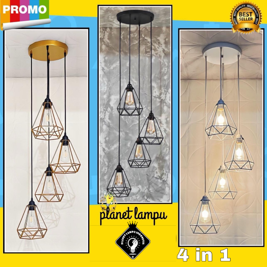 Lampu Gantung Minimalis 4 in 1 Untuk Plafon Atap Void Cafe Restoran Ruang Tamu Ruang Makan Teras Den