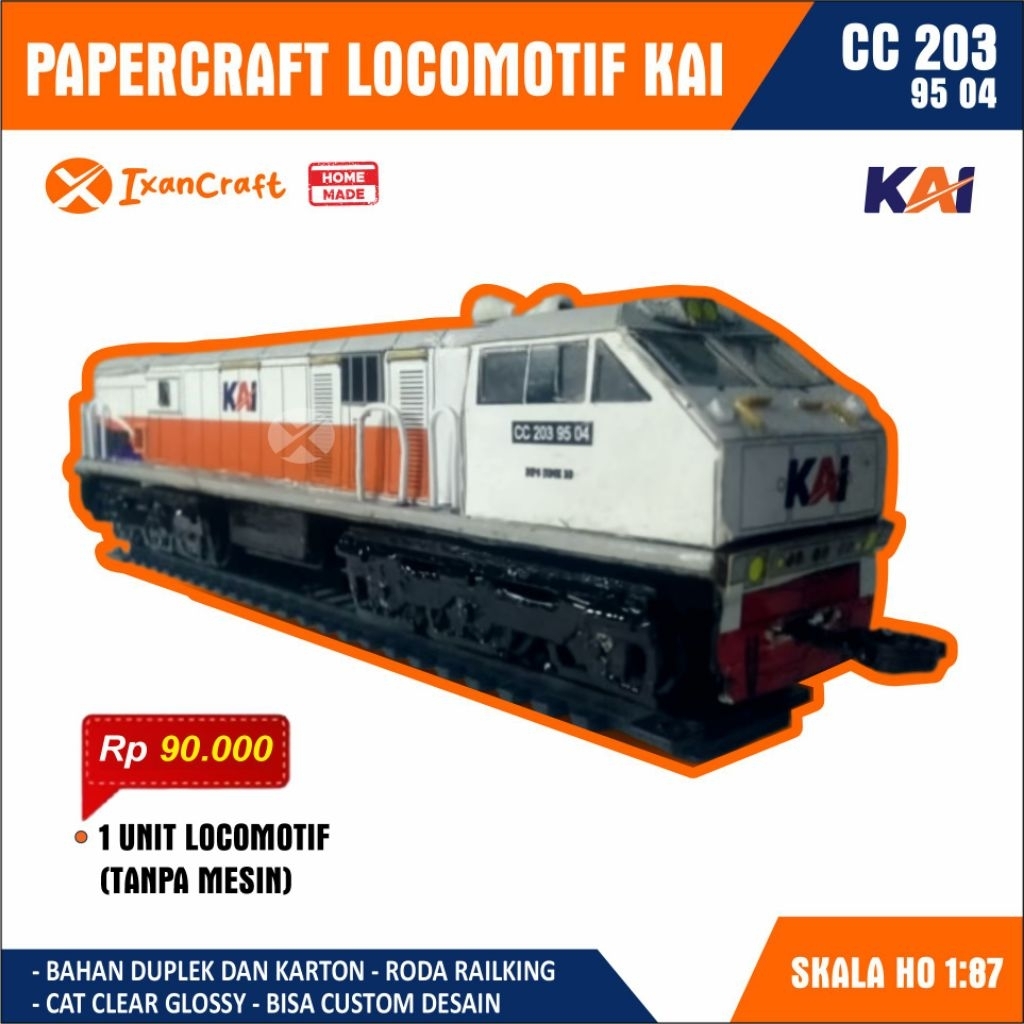 Papercraft lokomotif CC203 (TANPA MESIN)