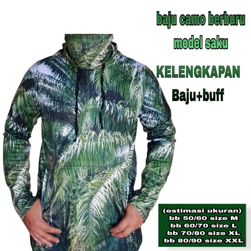 Baju Camo Berburu Hunting sawit D3 ( baju+buff masker)