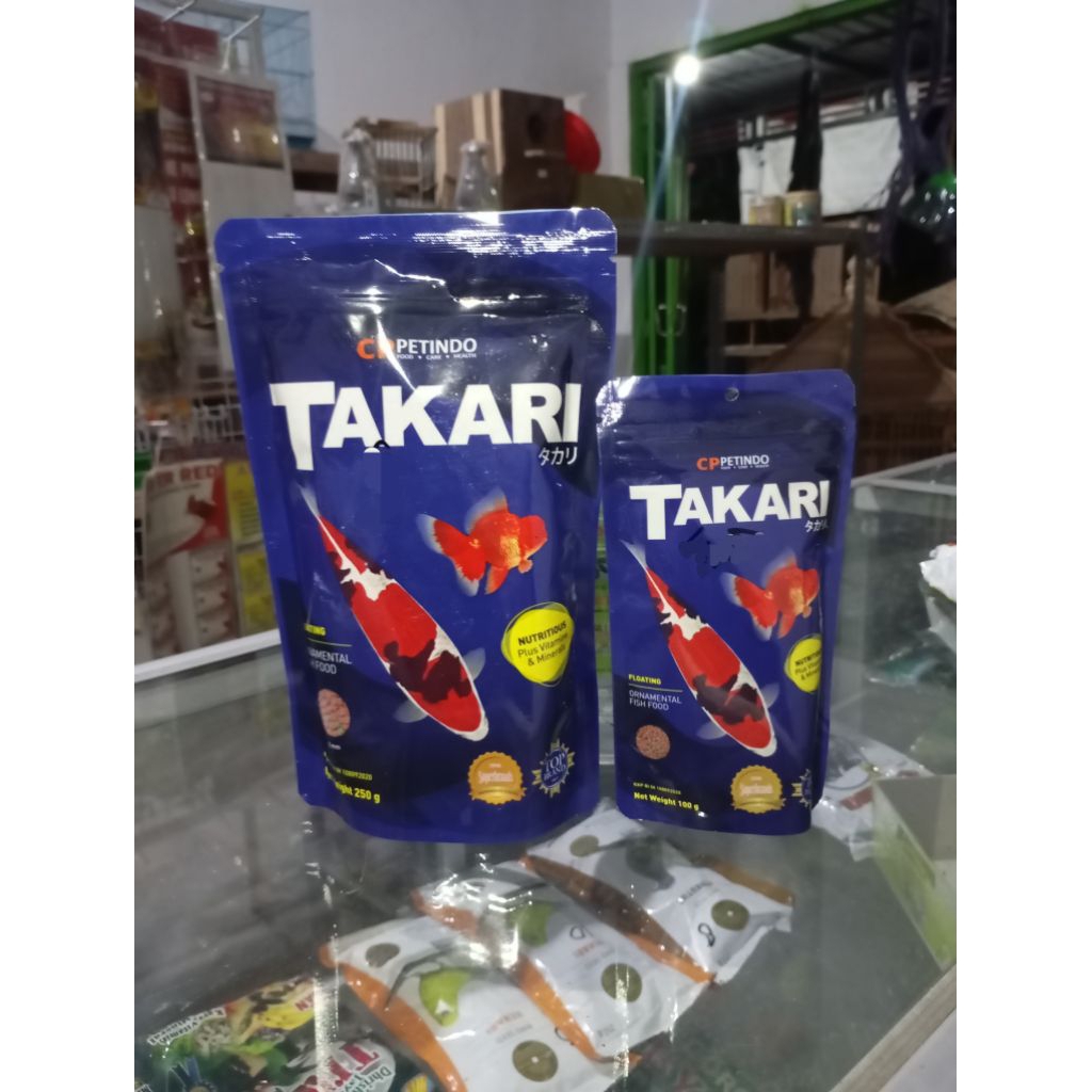 TAKARI CP Petindo Pakan Ikan Hias Floating | Koi & Ikan Hias | 100g / 250g - TOKO PAKAN 99 -