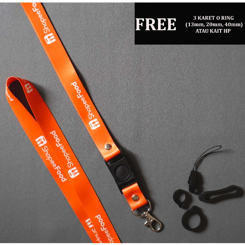 Lanyard ID Card ShopeeFood Orange - Tali Gantungan HP - Tali ID Card Nametag ShopeeFood Orange