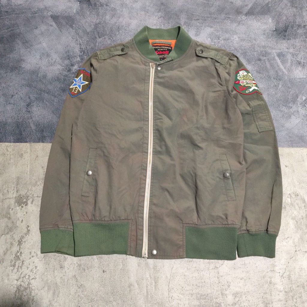 Jaket bomber army miltary schott  hijau army
