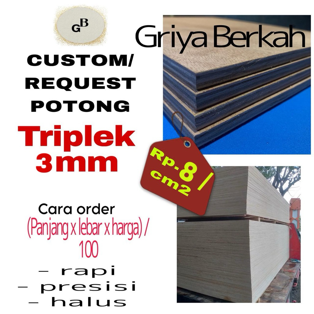 Triplek 3mm Custom Ukuran Pesisi Tinggi