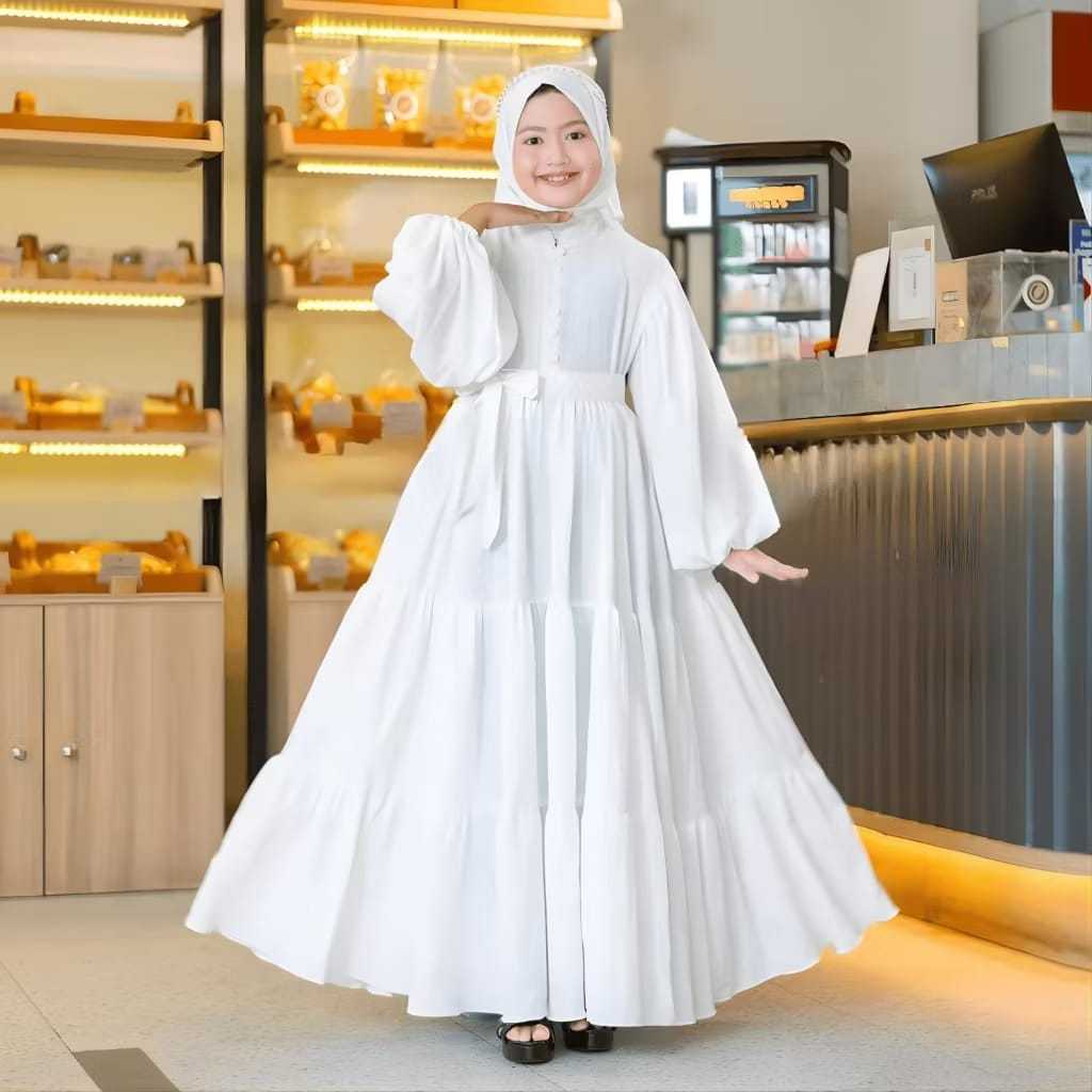 Hanum Dress Susun Homey Ruffle Katun Rayon - Gamis Anak Lady Crush - Baju Gamis Lebaran Anak 2026   