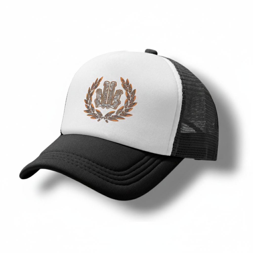 Topi Trucker Jaring/Logo Rebellion Rose/ warna Hitam putih/Hitam/Biru putih