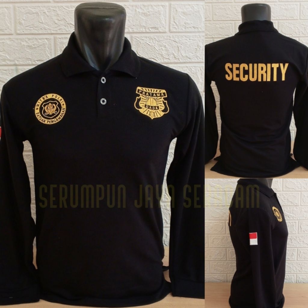 KAOS GADA PRATAMA MITRA BULAT HITAM LENGAN PANJANG FULL BORDIR - KAOS GADA PRATAMA MITRA LENGAN PANJ