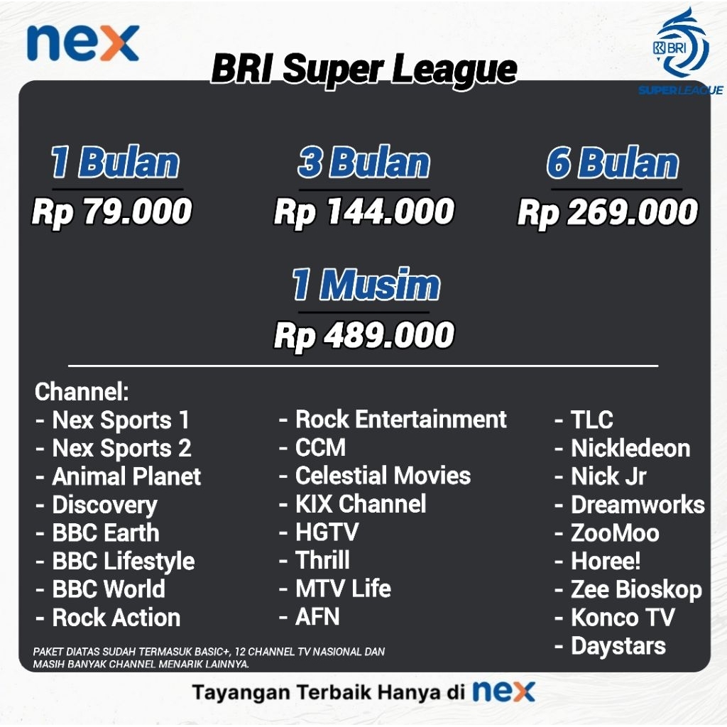 Paket BRI Super League bonus Basic+ (30 Hari)