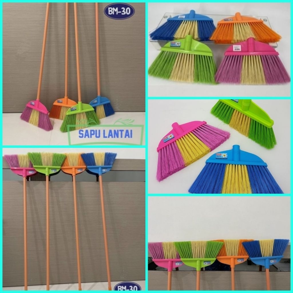 sapu plastik sapu lantai plastik Lion Star gagang panjang