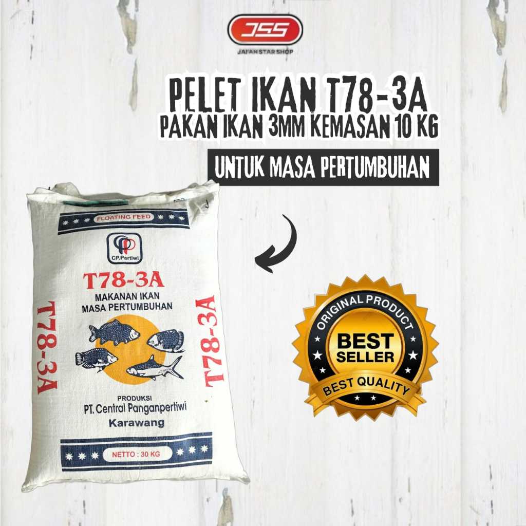 Pelet Ikan T78-3A 10 Kg ukuran 3 mili Pakan Ikan Bandeng Mujaer Nila