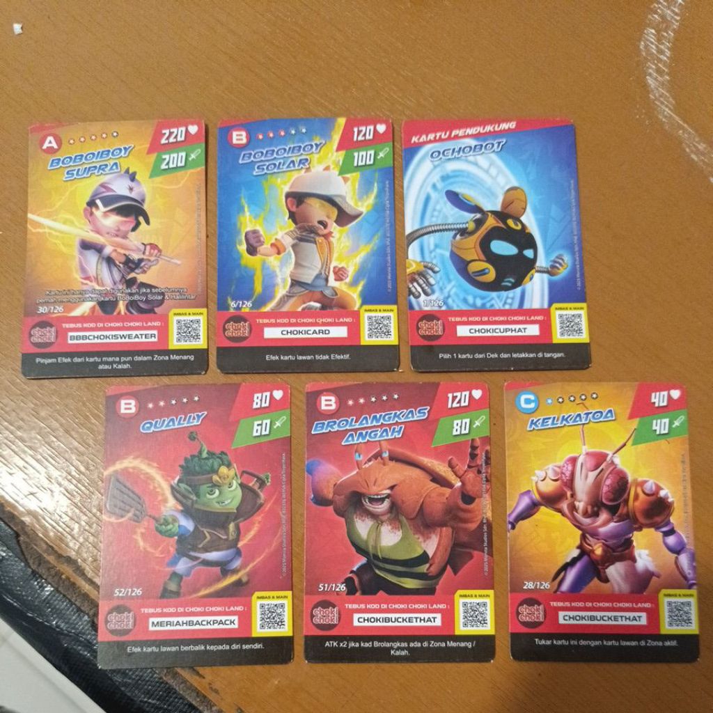 Choki Choki BoBoiBoy - Monsta Galaxy Card - (harga per set sesuai foto)