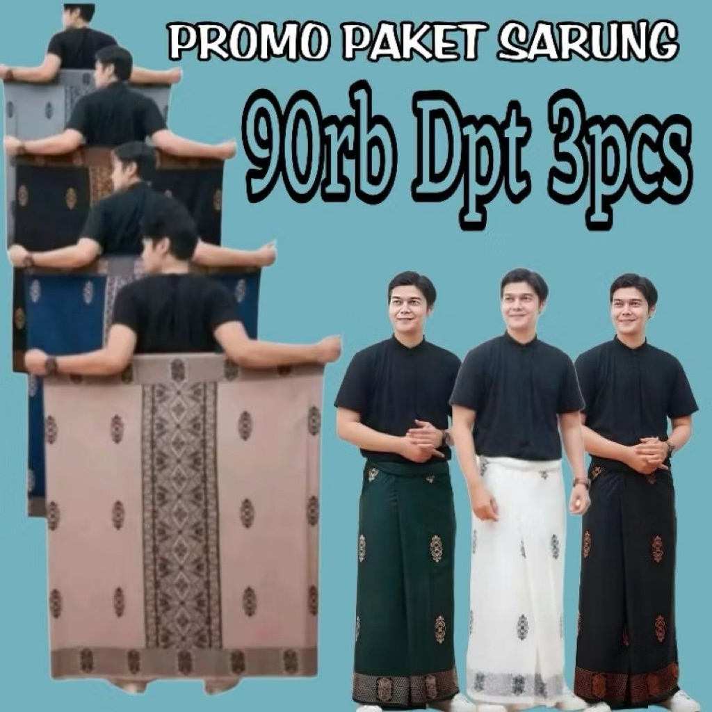 Terlaris* paket hemat 100 rb dapat 3pcs sarung batik pria dewasa motif sarang tawon kekinian