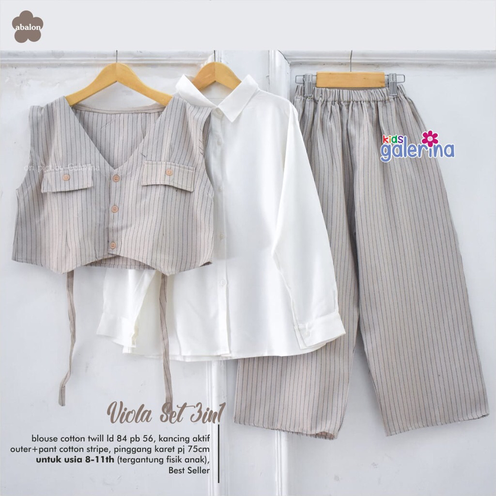 Viola set 3 in 1 set setelan anak perempuan terbaru
