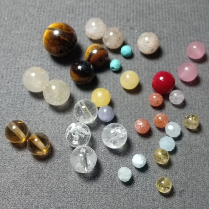 Spacer  Bead Gelang Rutile Citrine Clear Quartz RQ Nuummite Calcite Golden Sunstone Tiger Eye