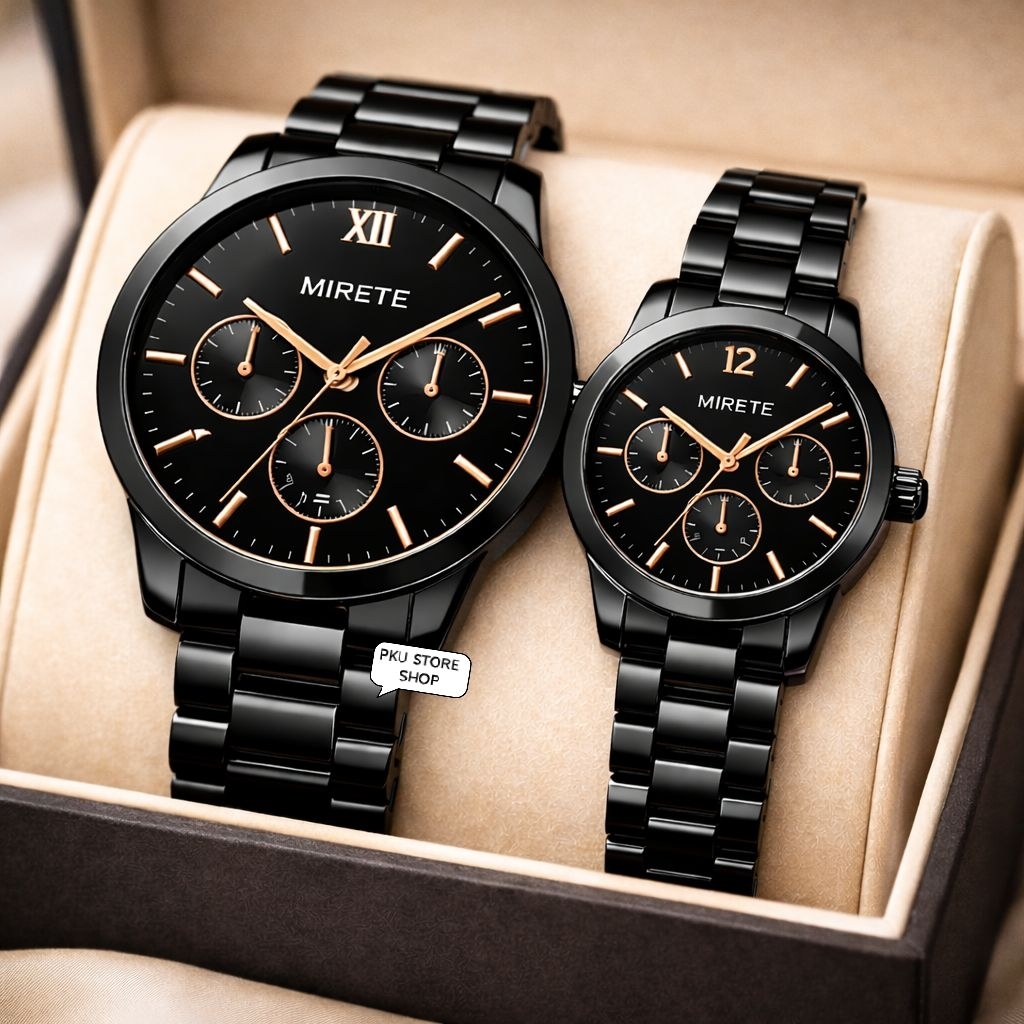 MIRETE Jam Tangan Couple Fashion Pria Dan Wanita Mirete Original Waterresistant Analog Tali Rantai S