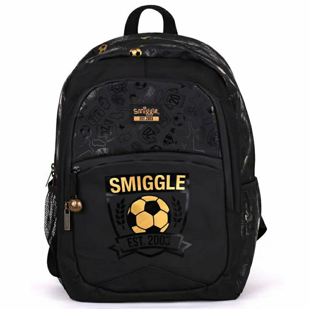 Tas Ransel Sekolah SD Anak Cowok - Motif Soccer Black & Gold