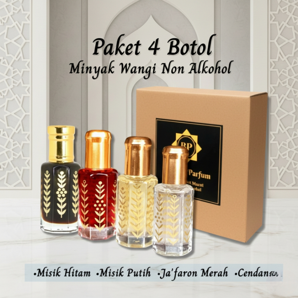Paket 4 Botol - Misik Hitam Asli 100% Original Super Wangi Tahan Lama Misik Putih Super Kental Cenda