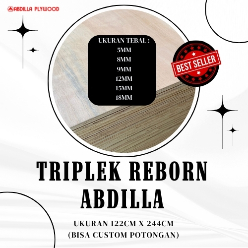 ABDILLA Triplek Kayu Lapis Semi Meranti REBORN 122x244 cm Tebal 3mm-18mm Bisa Custom Potongan Harga 