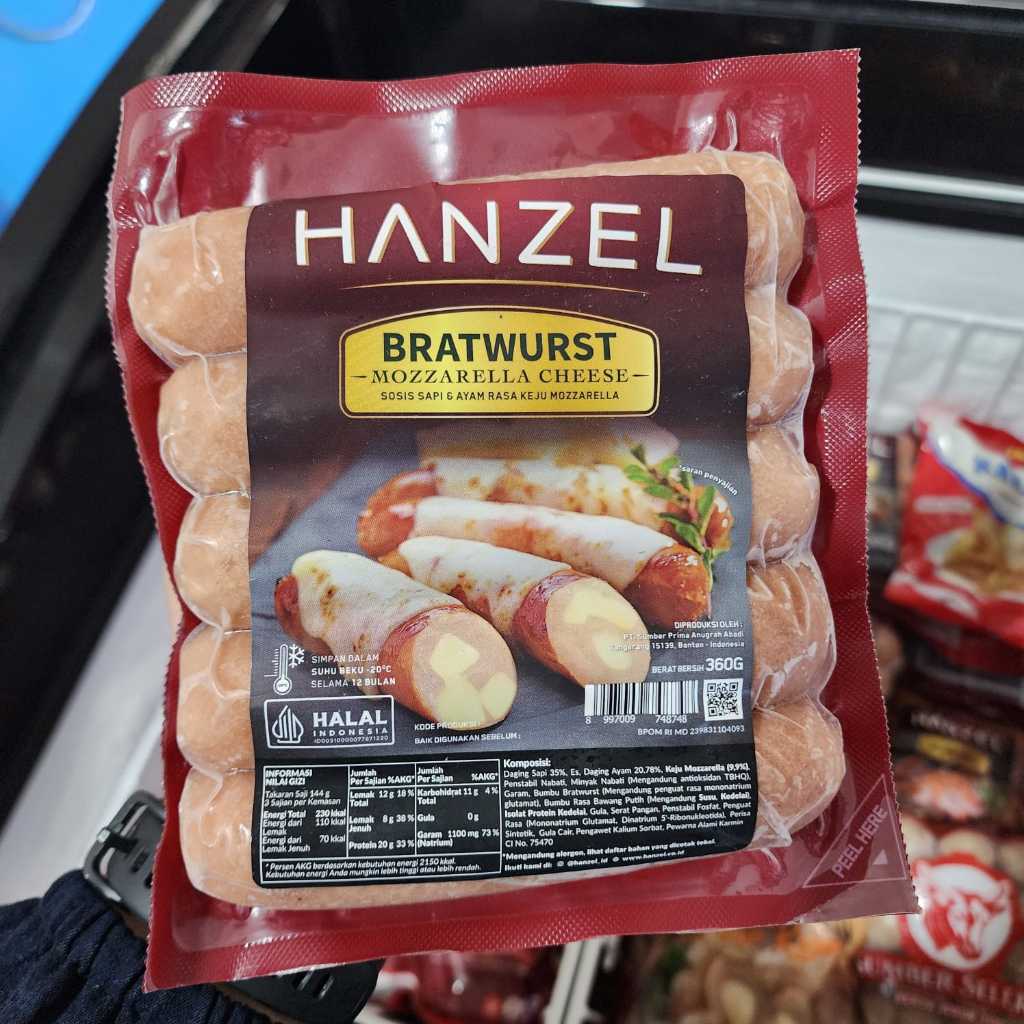 Hanzel Sosis Bratwurst Mozarella Cheese isi 5pcs 360gr Sosis Jumbo isi Keju Lumer Ready Stok Festive