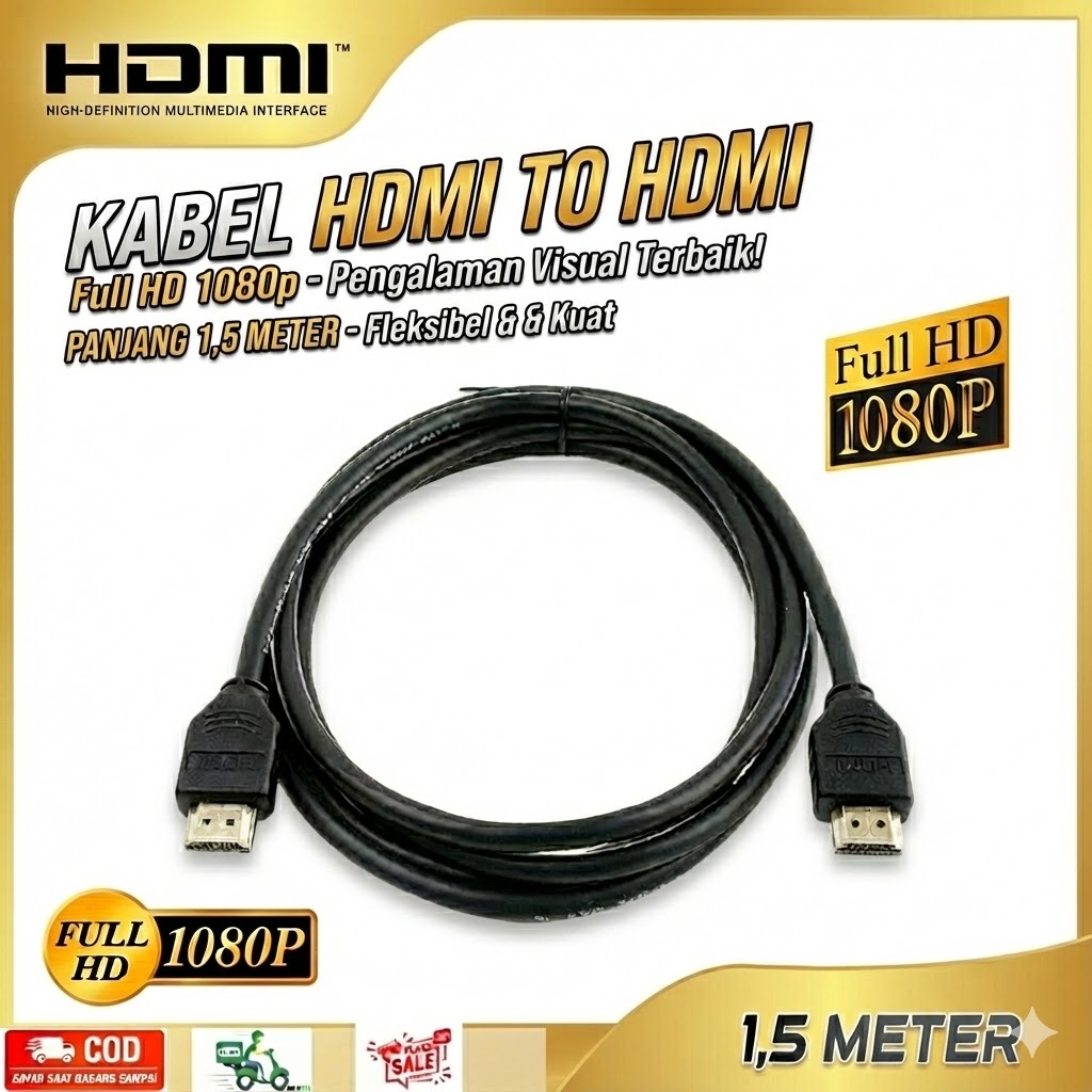KABEL HDMI 1.5M STANDARD  / HDMI 1.5 METER UNTUK SET TOP BOX  CCTV KOMPUTER MALE TO MALE